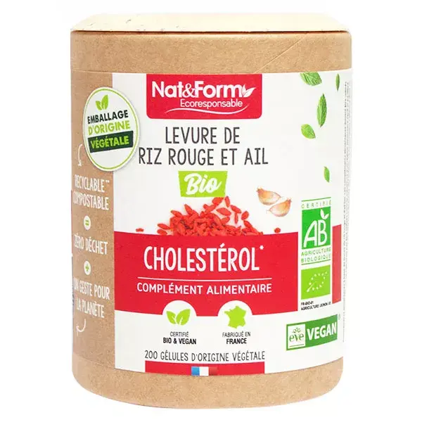 Nat & Form Arroz Vermelho Fermentado Ecológico e Alho Orgânico 200 Cápsulas Vegetais