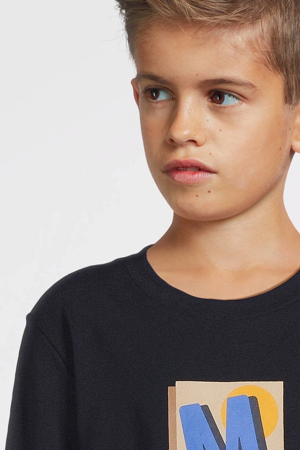 Moodstreet longsleeve Loek met printopdruk donkerblauw