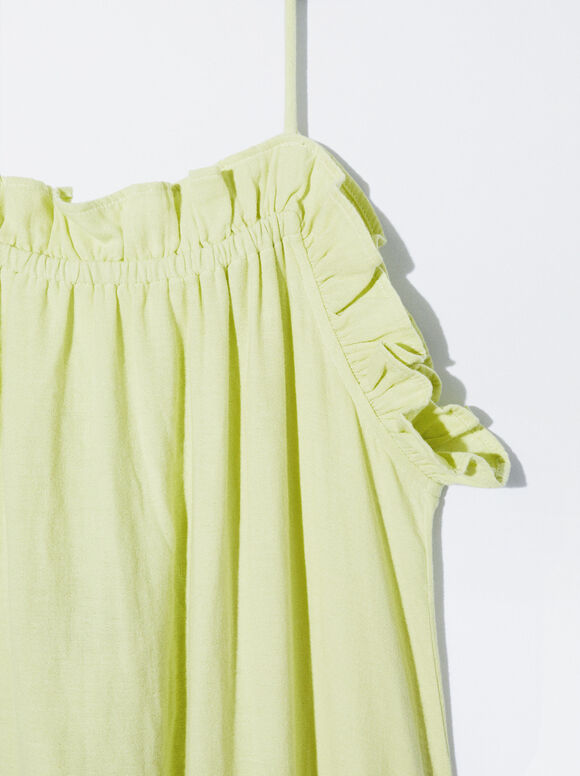 Vestido longo de algodão - Verde