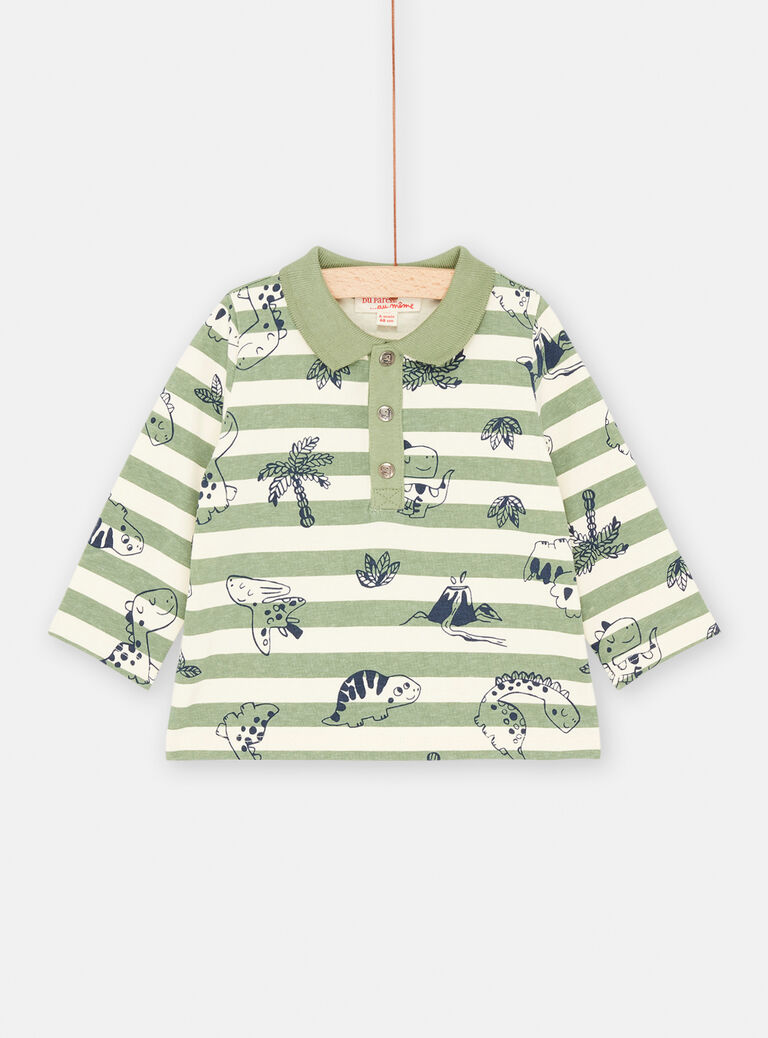 Polo rayé vert tilleul - bébé garçon