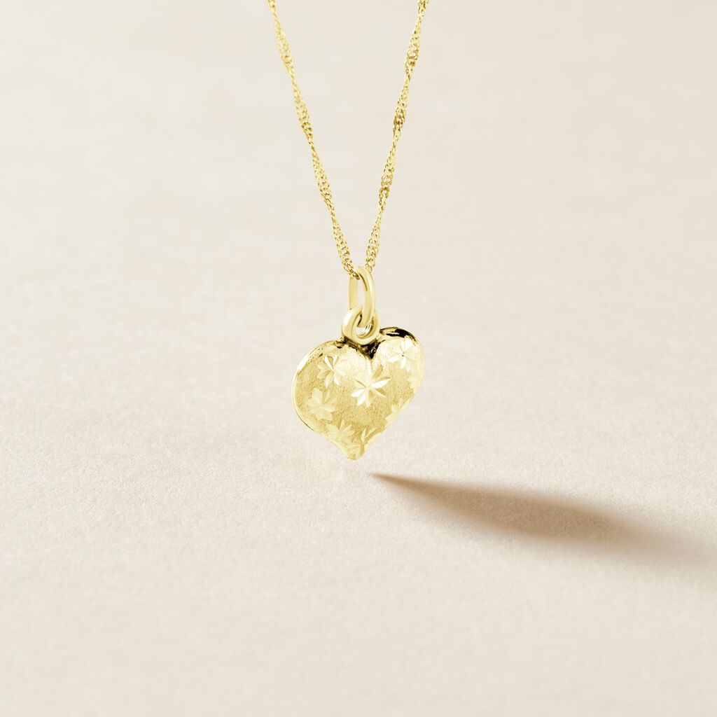 Pendentif Eudocie Coeur Mat Et Brillant Or Jaune