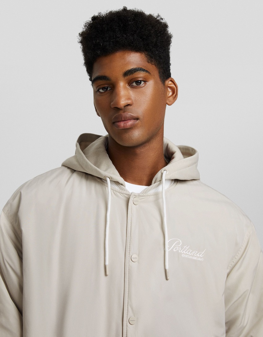 Jaqueta bomber puffer com capuz