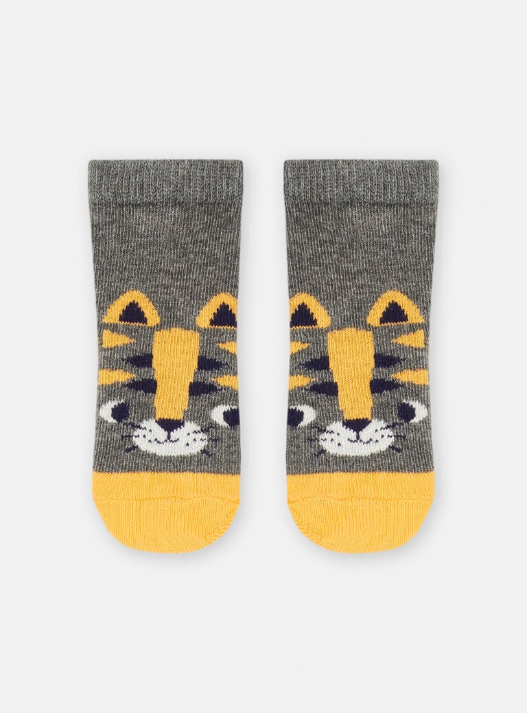 Chaussettes grises à motif chat