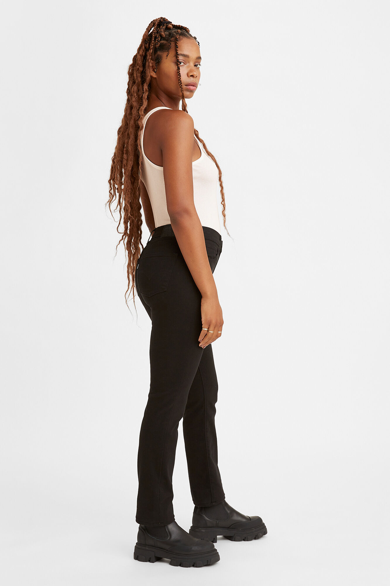 Calça jeans reta de cintura alta 724™