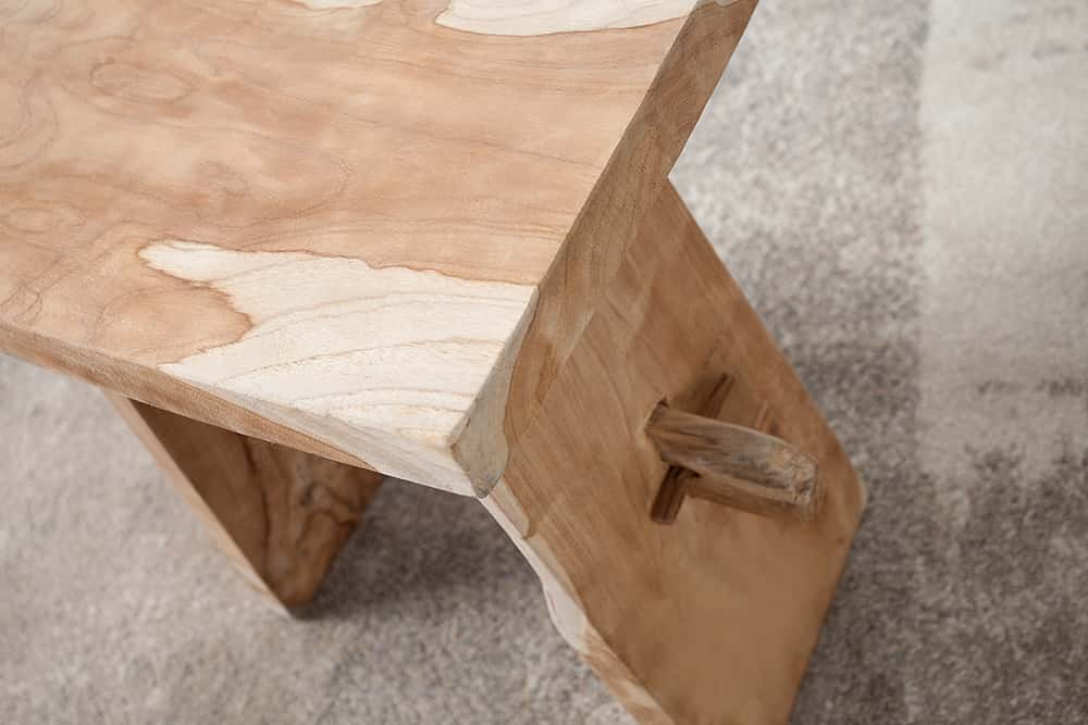 Massiver Hocker ZEN 40cm Teakholz Beistelltisch