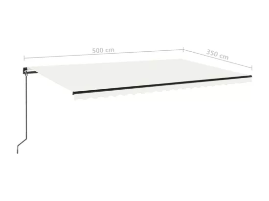 Auvent manuel rétractable avec LED 500x350 cm Crème