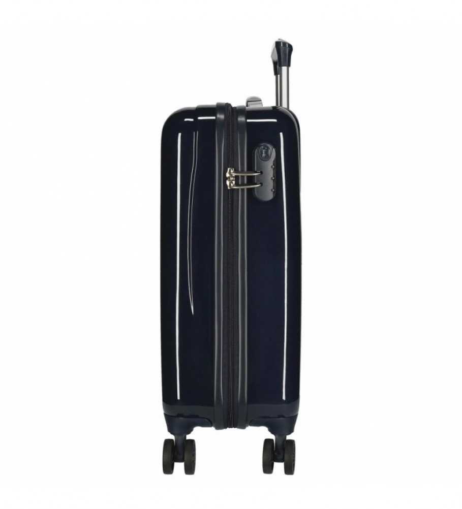 Mala de cabine Joumma Bags Bea, azul, rígida, em jeans - 38x55x20cm -