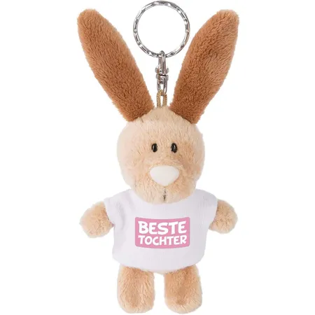 NICI Schlüsselanhänger Hase mit T-Shirt Beste Tochter 10 cm, beige