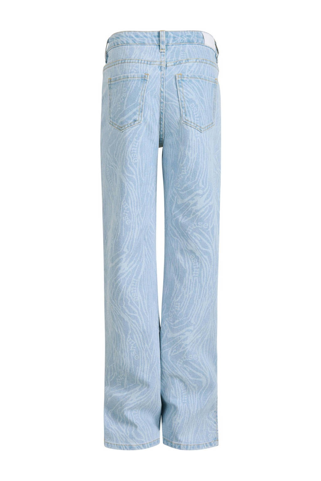 Shoeby loose fit jeans met all over print light blue denim bleached
