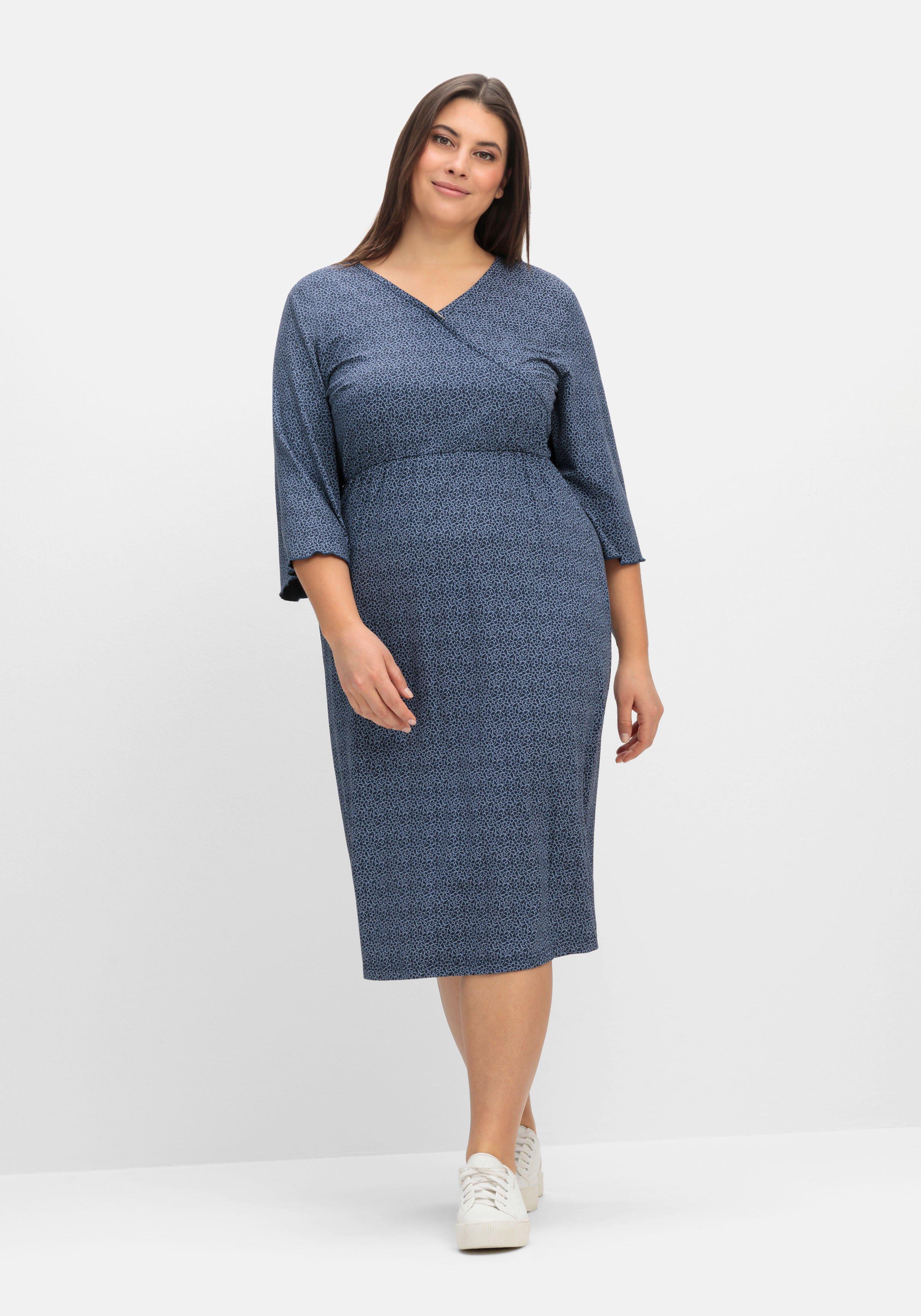 Jerseykleid in Wickeloptik, mit Minimalprint
