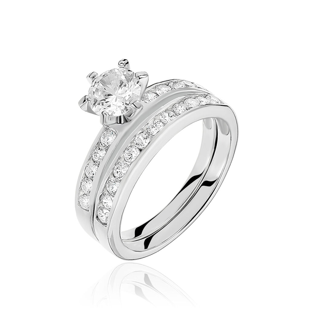 Bague Double Jeu Argent Blanc Oxyde De Zirconium