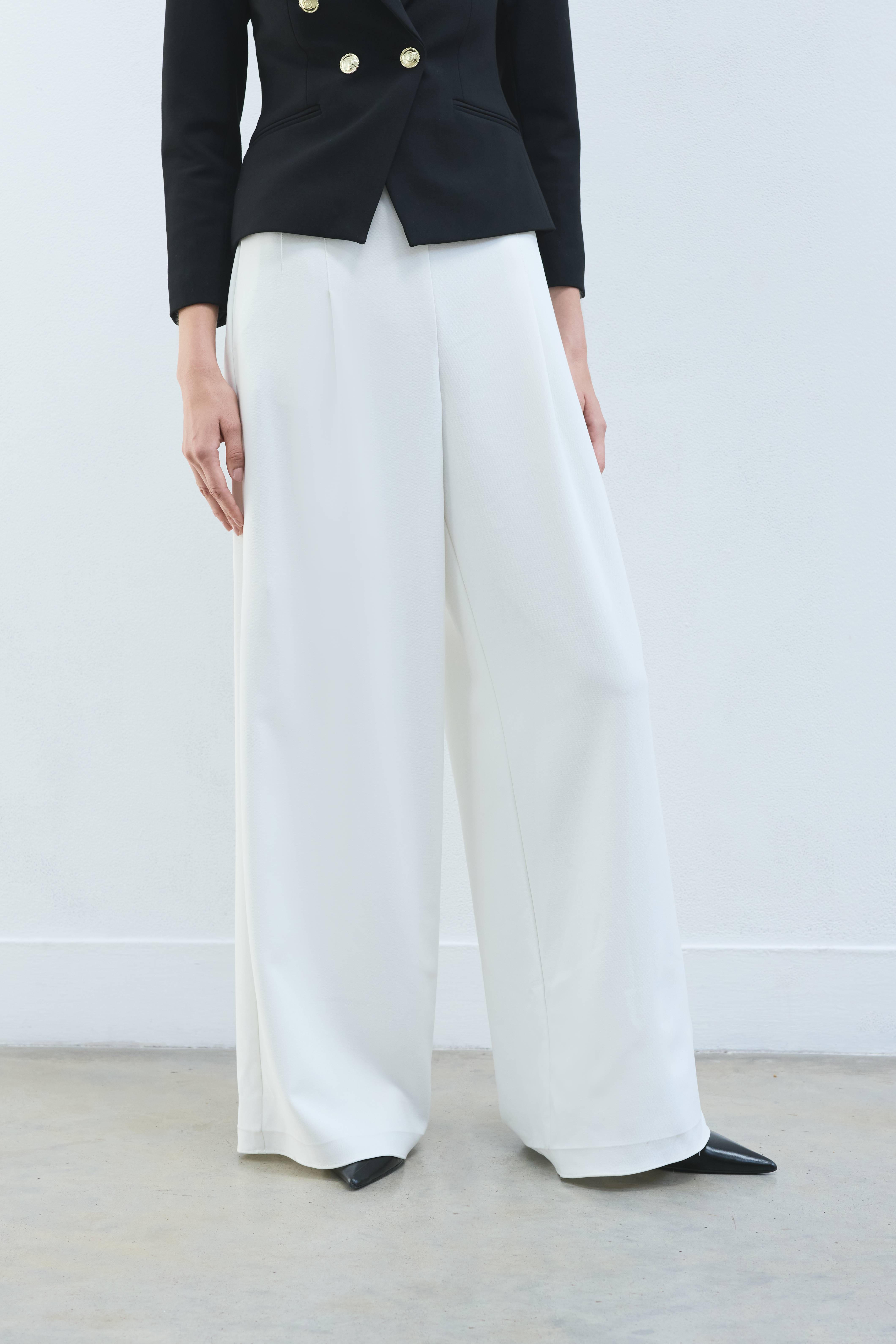 KarenMillen Pantalon Tailleur Essentiel à Jambes Larges Stretch Compact