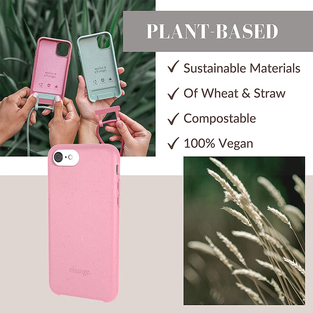 iPhone SE (2022/2020) / 8 / 7 / 6S Necklace ChangeCase Antimikrobielle Hülle Vegan Abbaubar   Abnehmbare Handykette CHA002 - Cool Grey