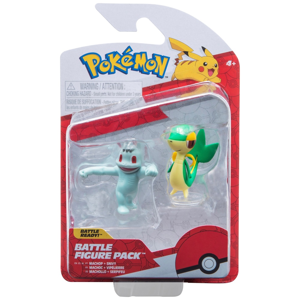 Pokémon-Kampffiguren-2er-Pack – Machop und Serpifeu