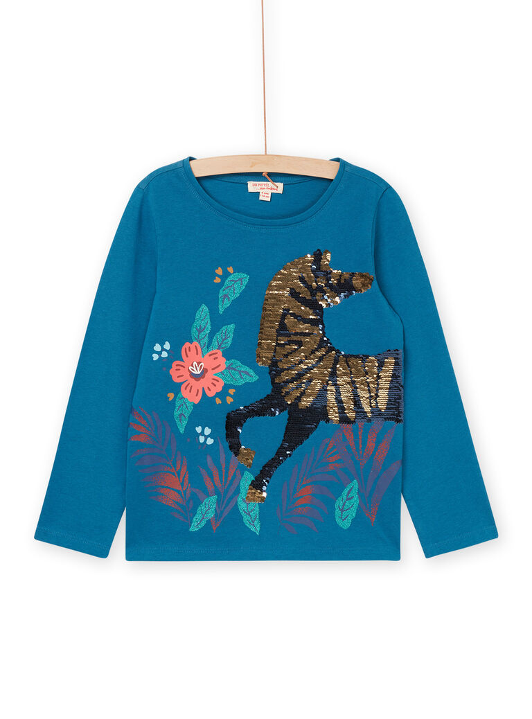 T-shirt bleu avec sequins réversibles