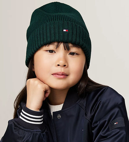 Tommy Hilfiger Mütze - Strick - Small Flagge Beanie - Ziergrün