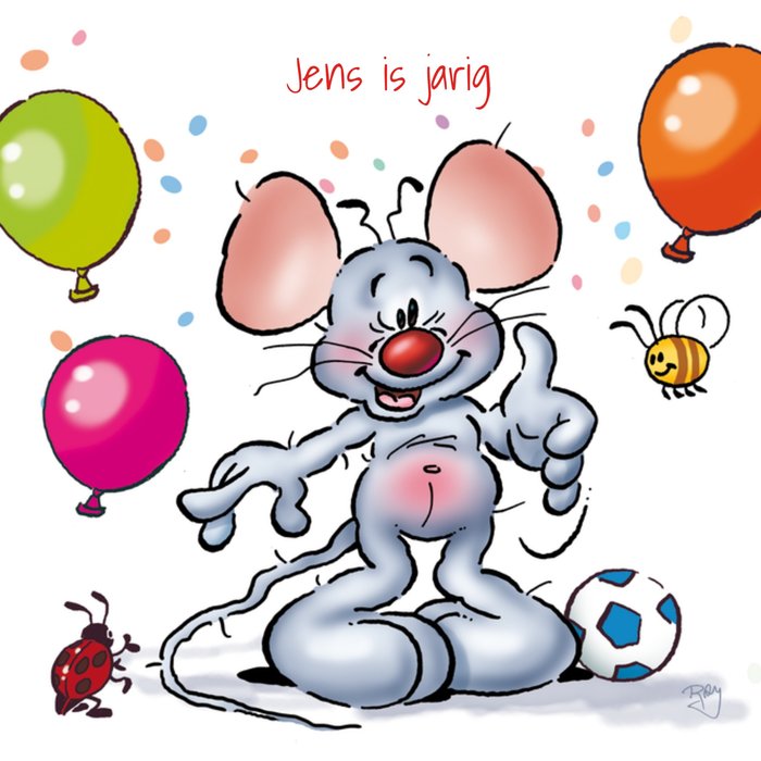 Doodles | Verjaardagskaart | muis | met naam