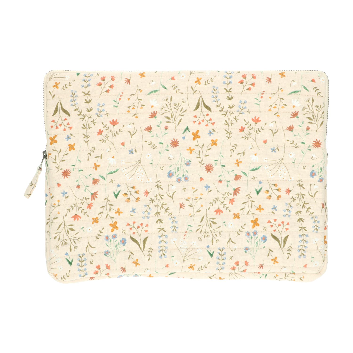 Laptophoes, katoen, veldbloemen, 16 inch