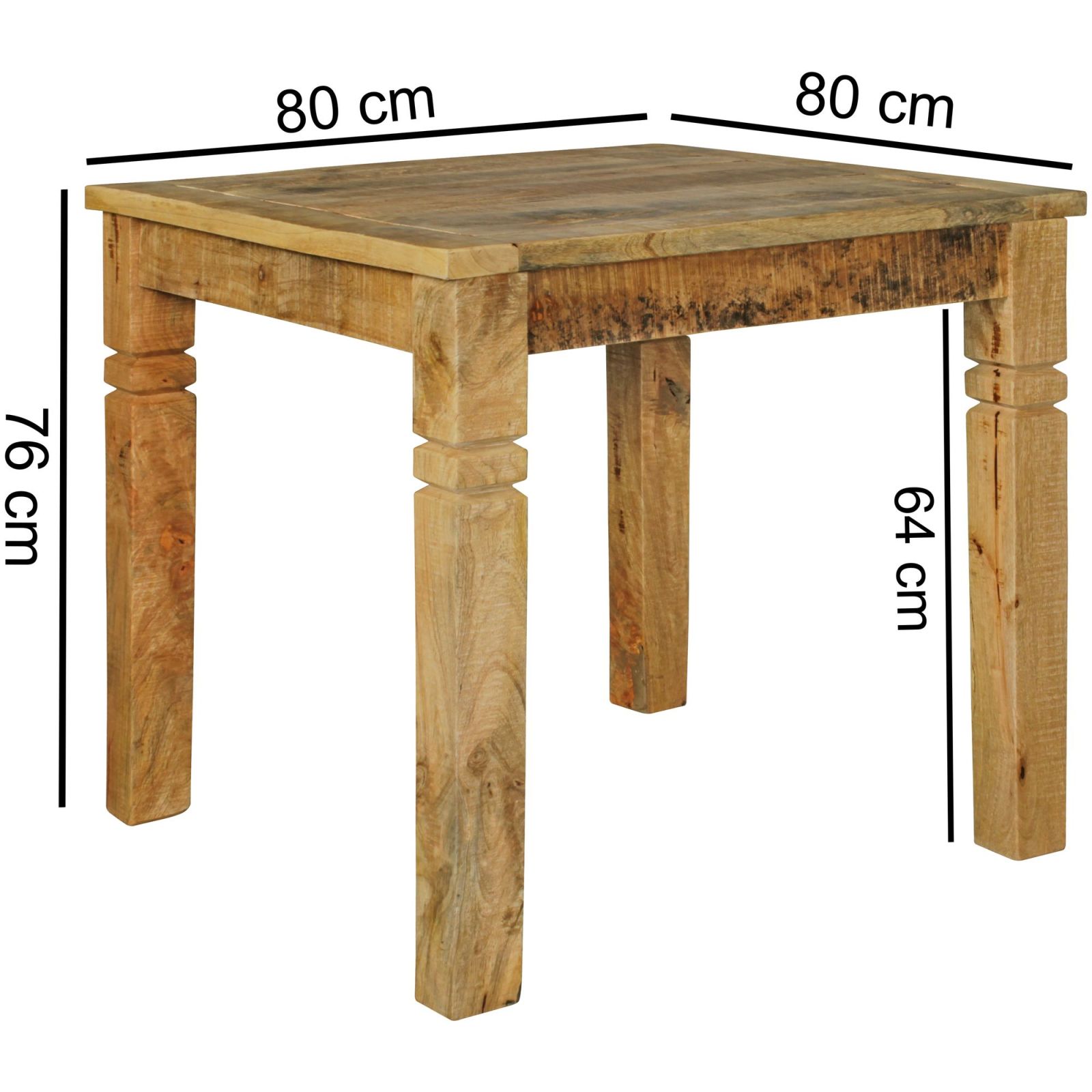 Esstisch - Mango Massivholz - 80x80 cm