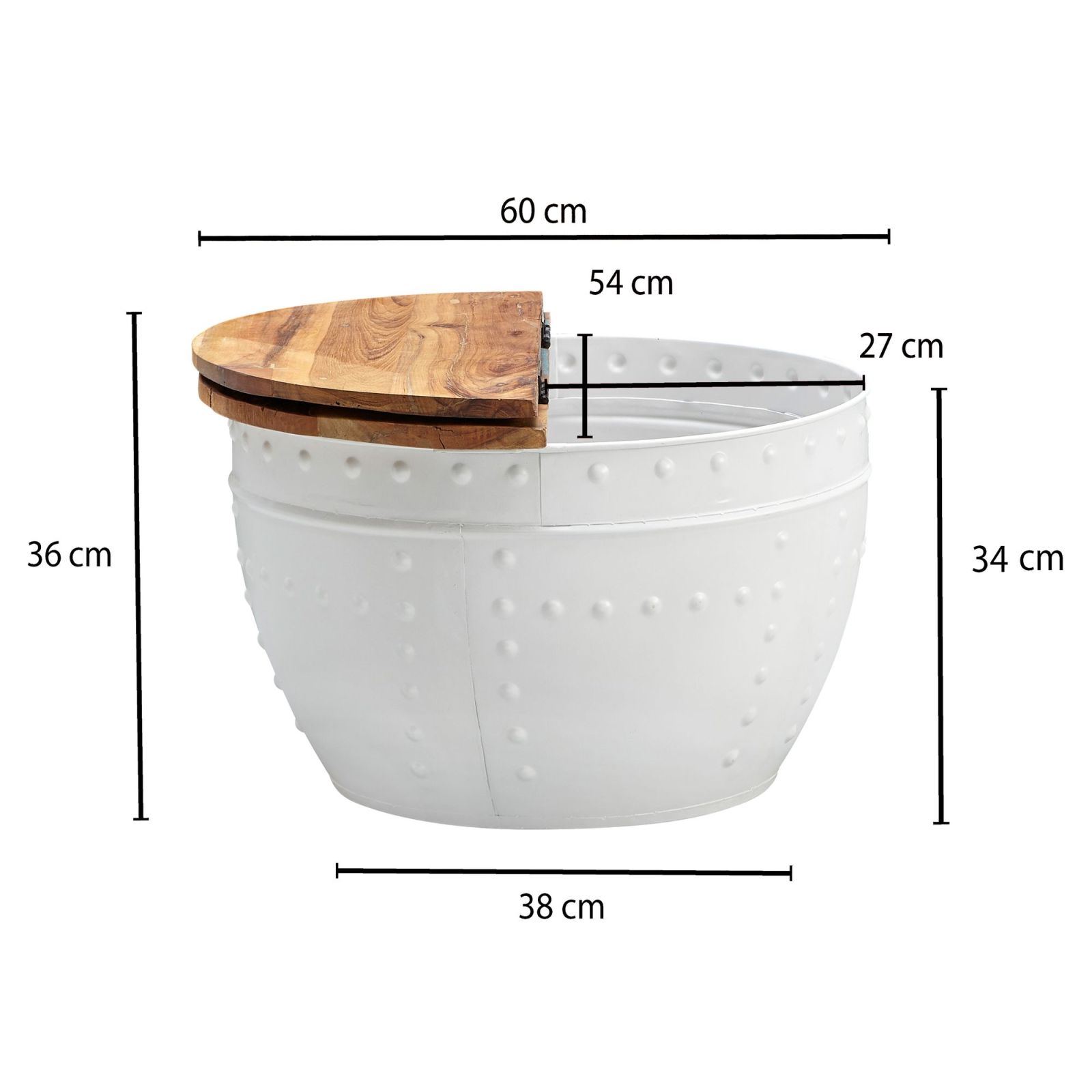 Couchtisch - weiß-holzfarben - Mango massiv - Ø 60 cm