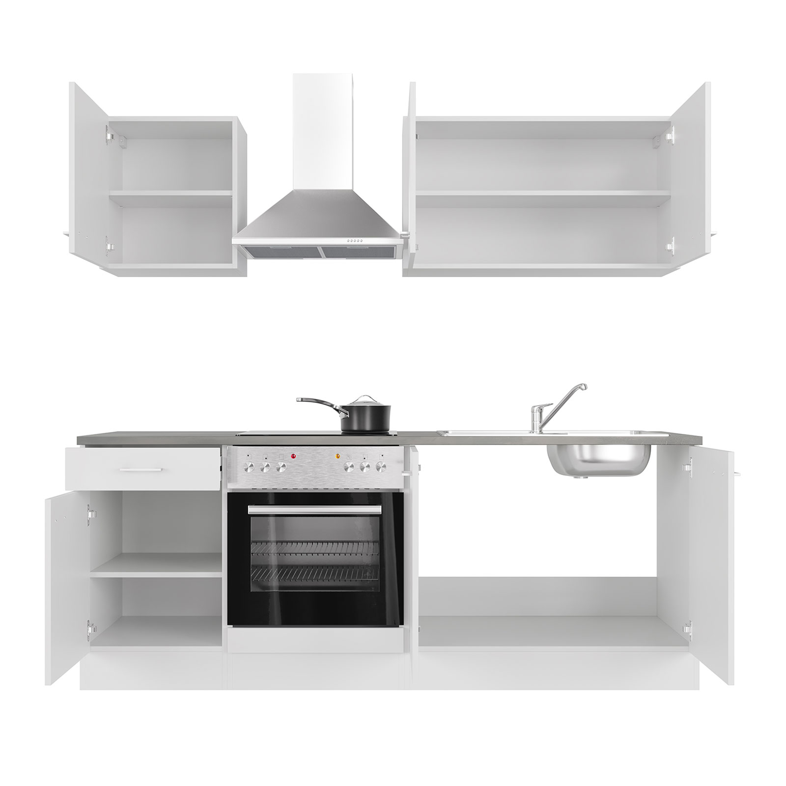 Küchenblock LUCCA - weiß - mit E-Geräten - 210 cm