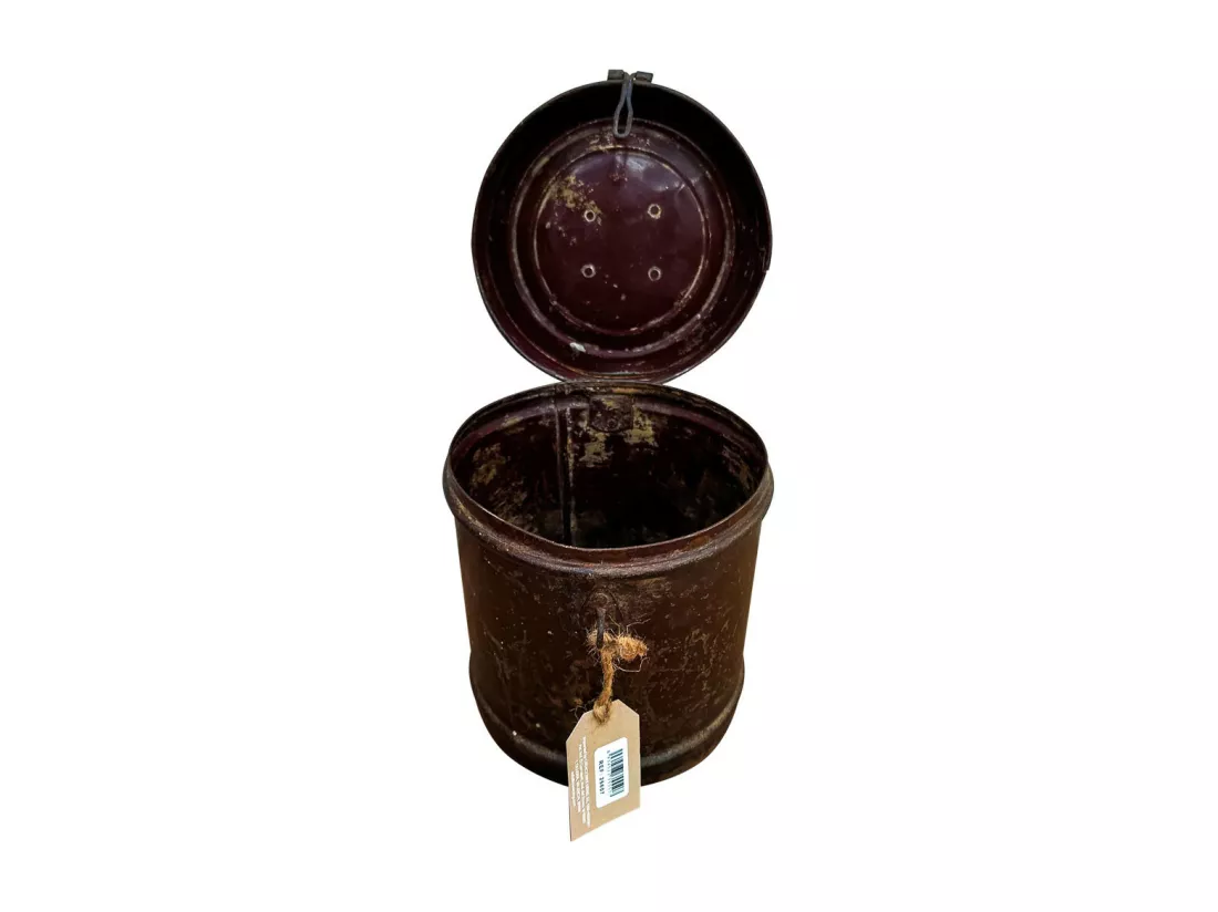 Bidon en metal marron 19x19x23h