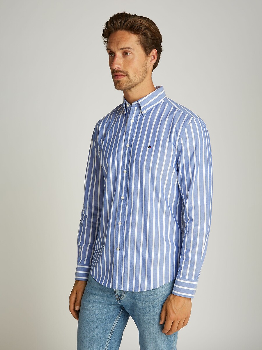TOMMY HILFIGER<br>Camisa listrada de popeline flexível