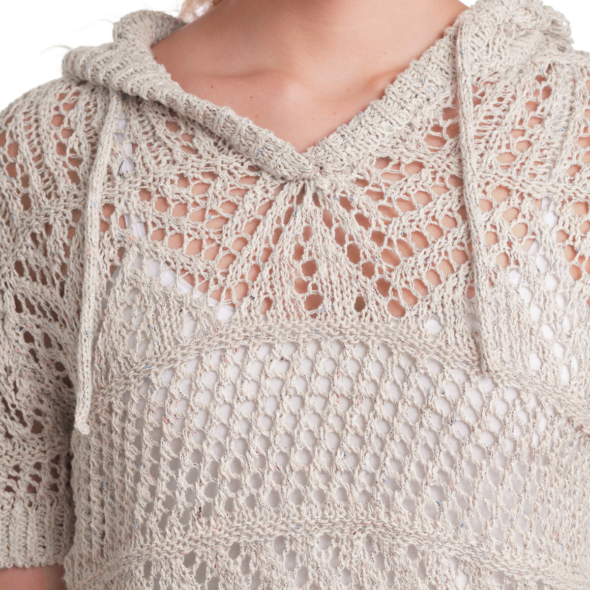 Gina Damen Strickpullover mit Ajour-Muster beige