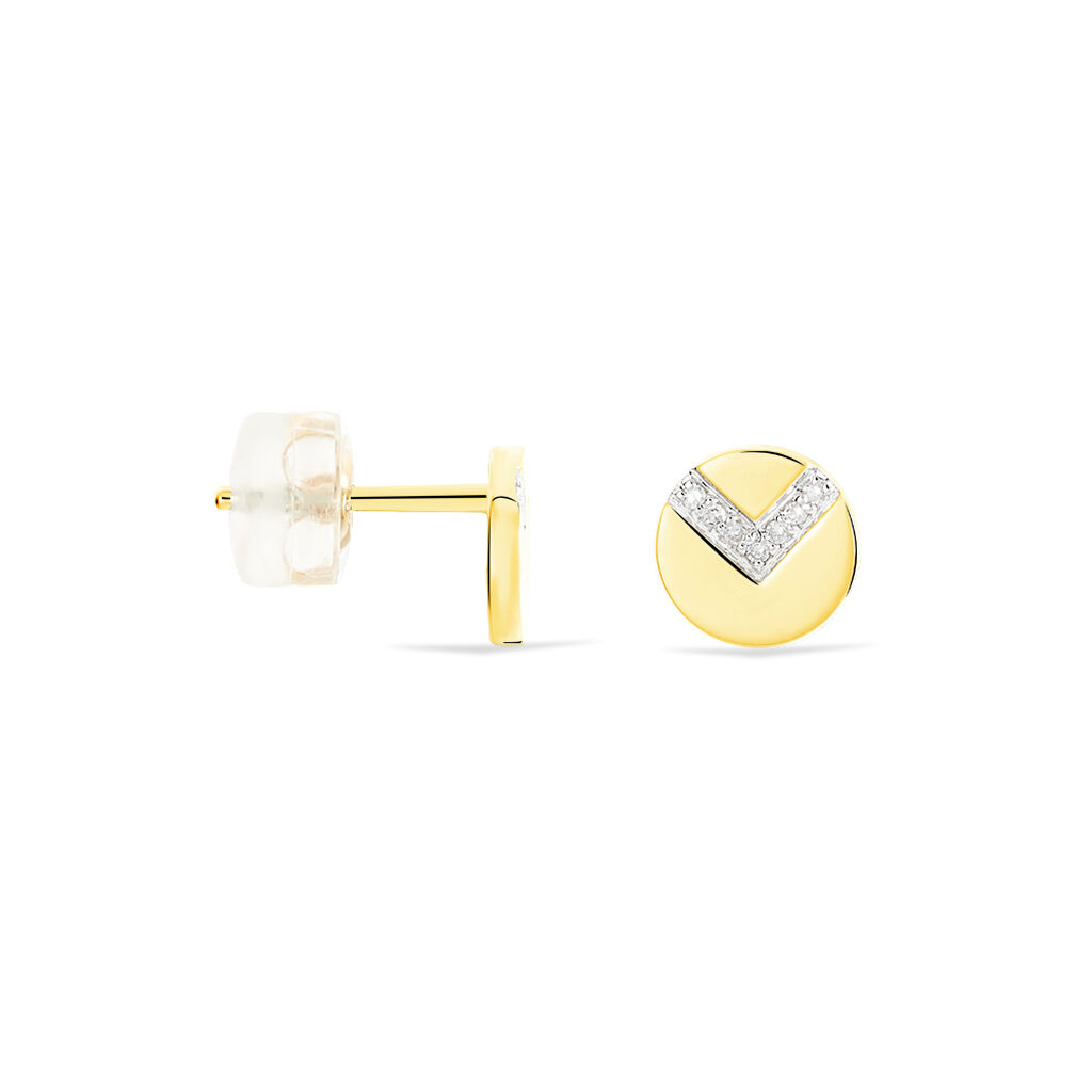 Boucles D'oreilles Puces Or Jaune Diamant