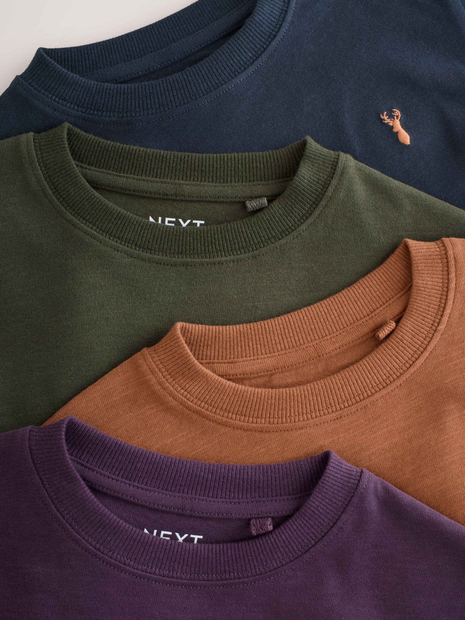 Kaki/Lichtbruin/Paars/Marineblauw - Verpakking van 4 zachte T-shirts met lange mouwen (3-16jr)