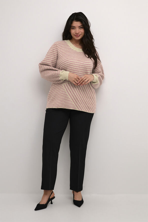 Kaffe Curve KCverina Knit Pullover Feather gray mel. / rosa