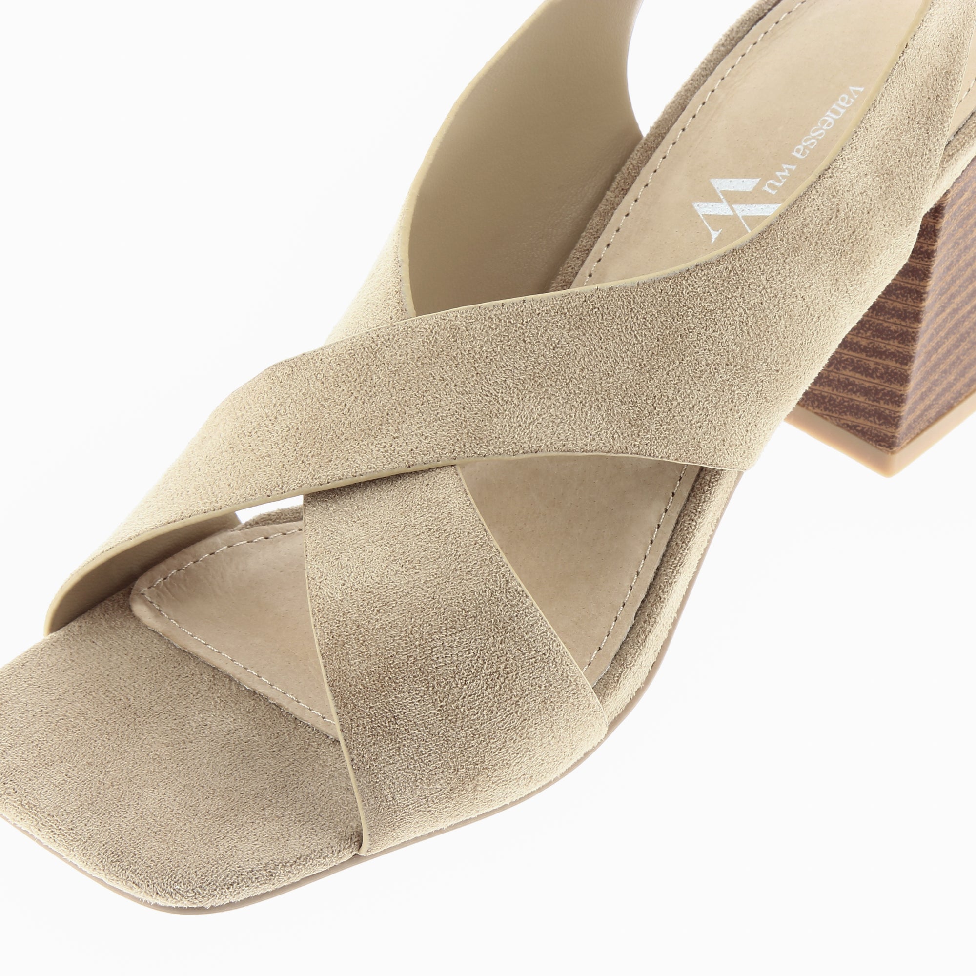 Sandales à talon, Compensées-Sandales Dakota beiges à brides croisées et talon haut