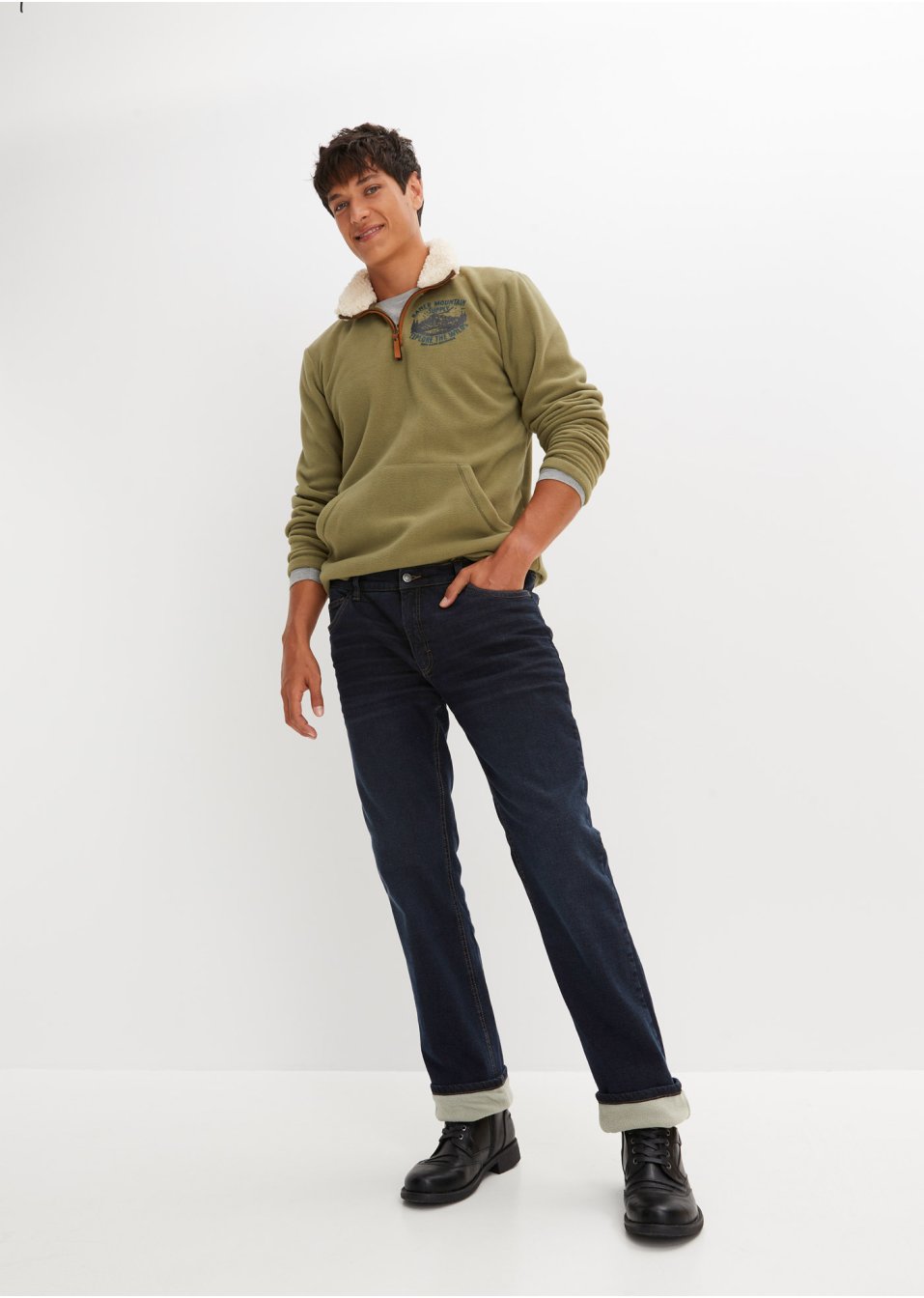 Jean extensible thermo Loose Fit coupe confort, Straight
