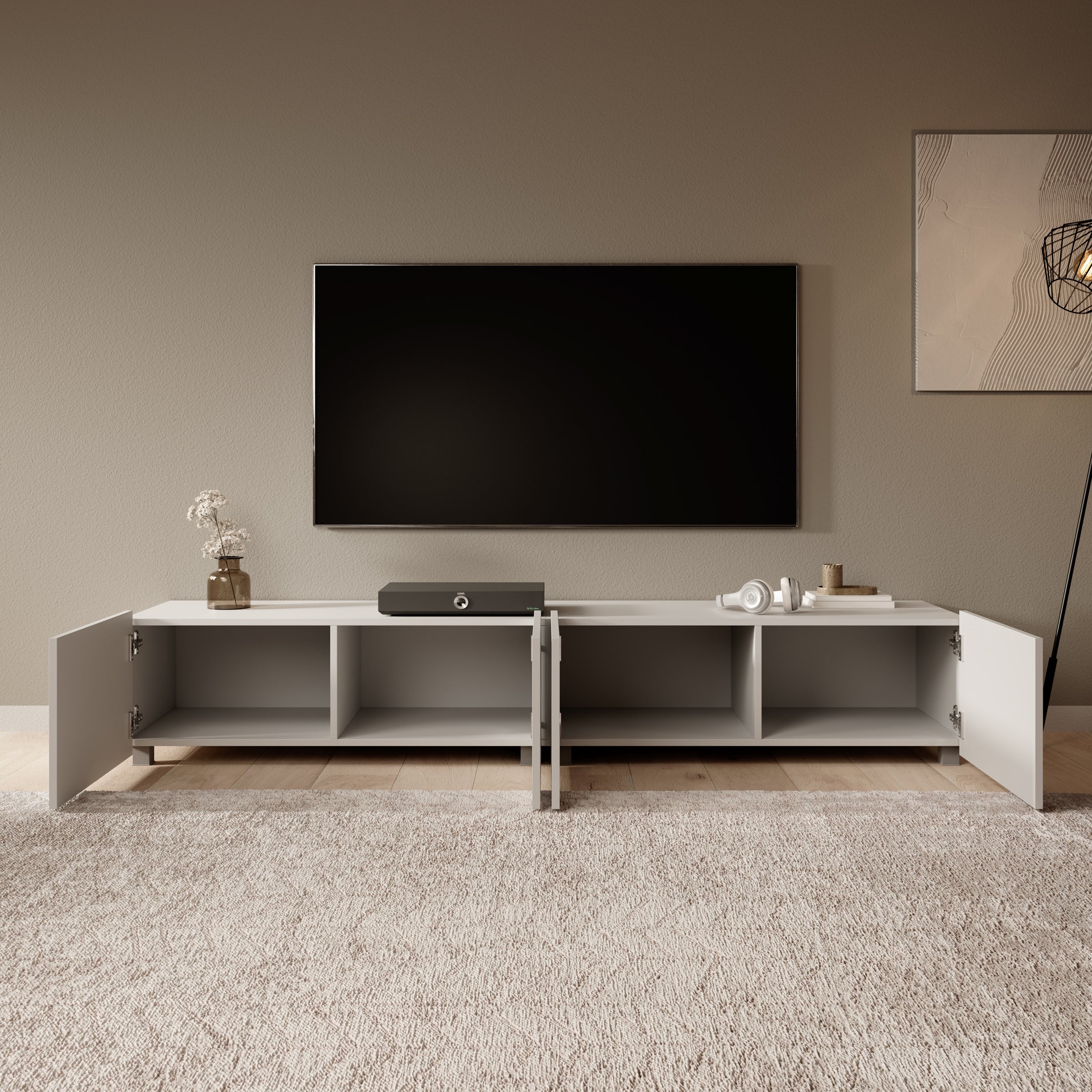 Calgary - TV-Meubel met 4 deuren - Beige - 200x43x37 cm