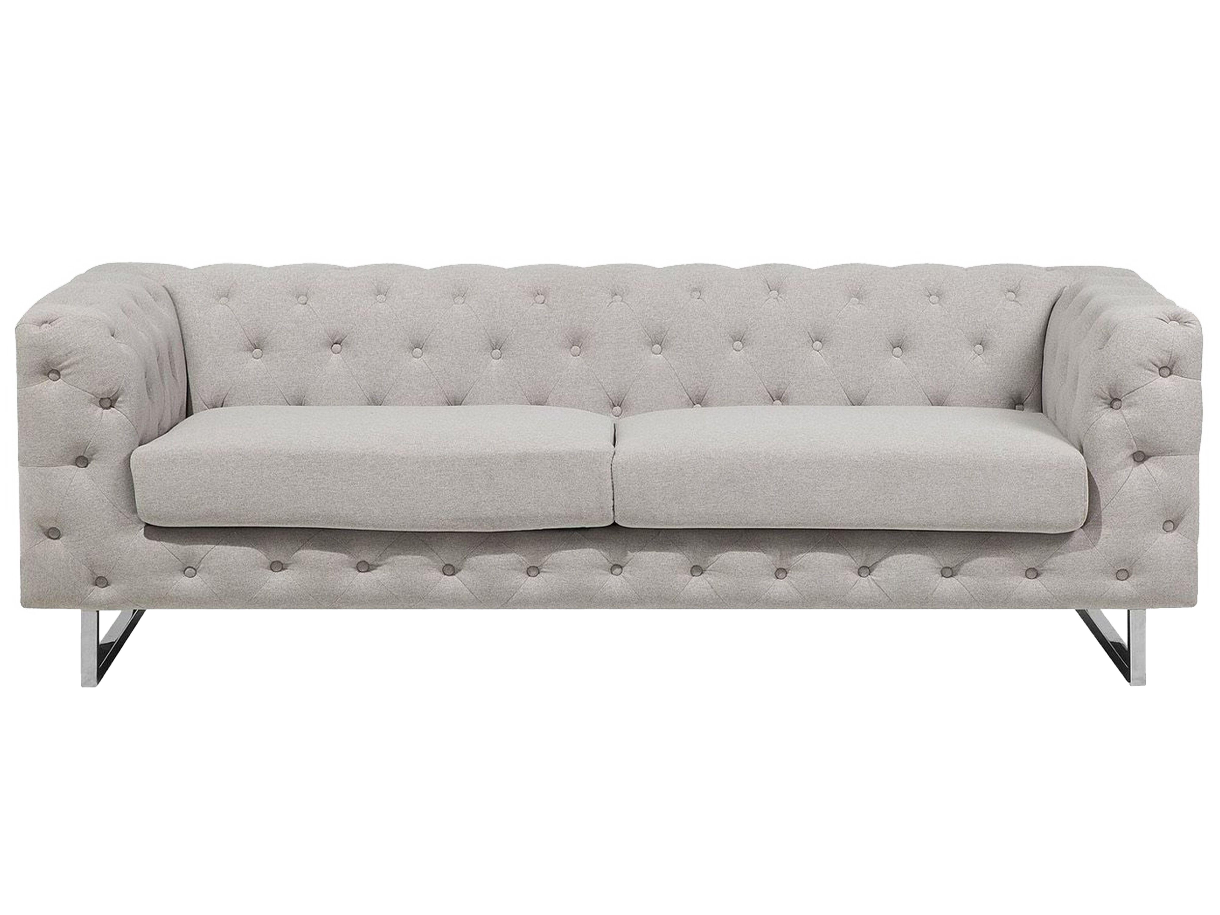 Bank 3-zits VISSLAND Stof Lichtbeige