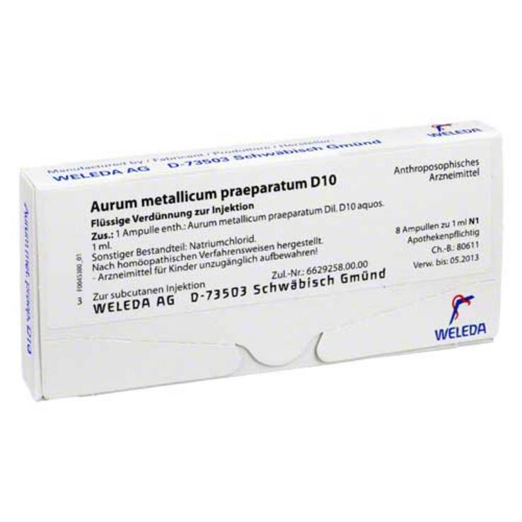 Aurum metallicum Präparat D 10 Ampullen, 8 St