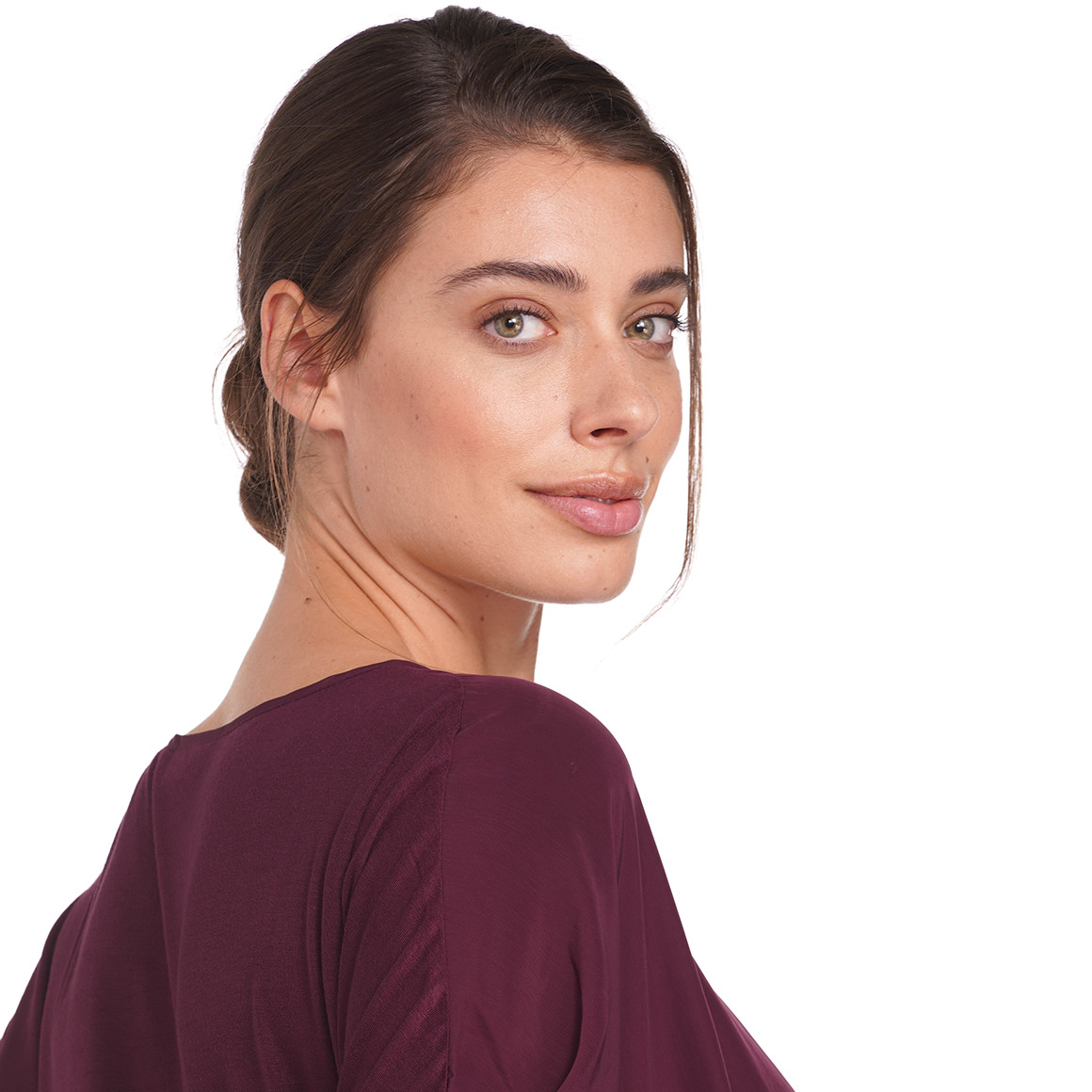 Gina Benotti Damen Blusenshirt mit überschnittenen Ärmeln dunkellila