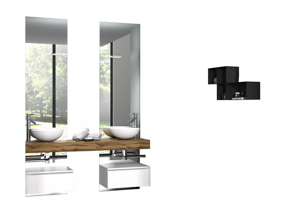 Ensemble de salle de bain 7 pièces ASTRA chêne miel/blanc
