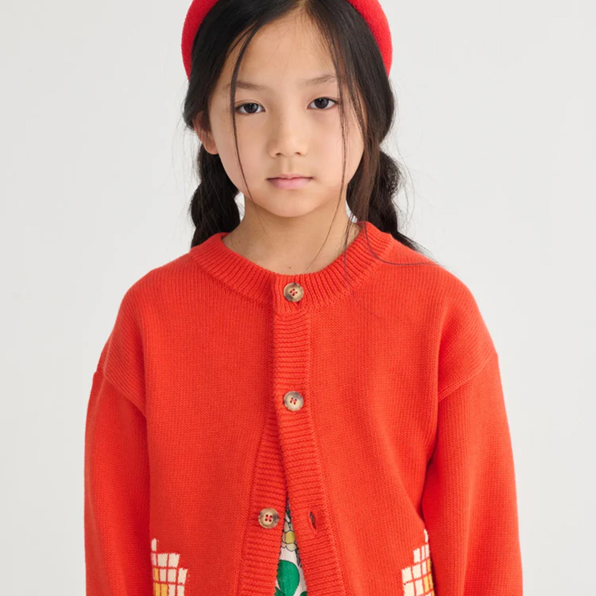 Strickjacke Pixel Daisy Red