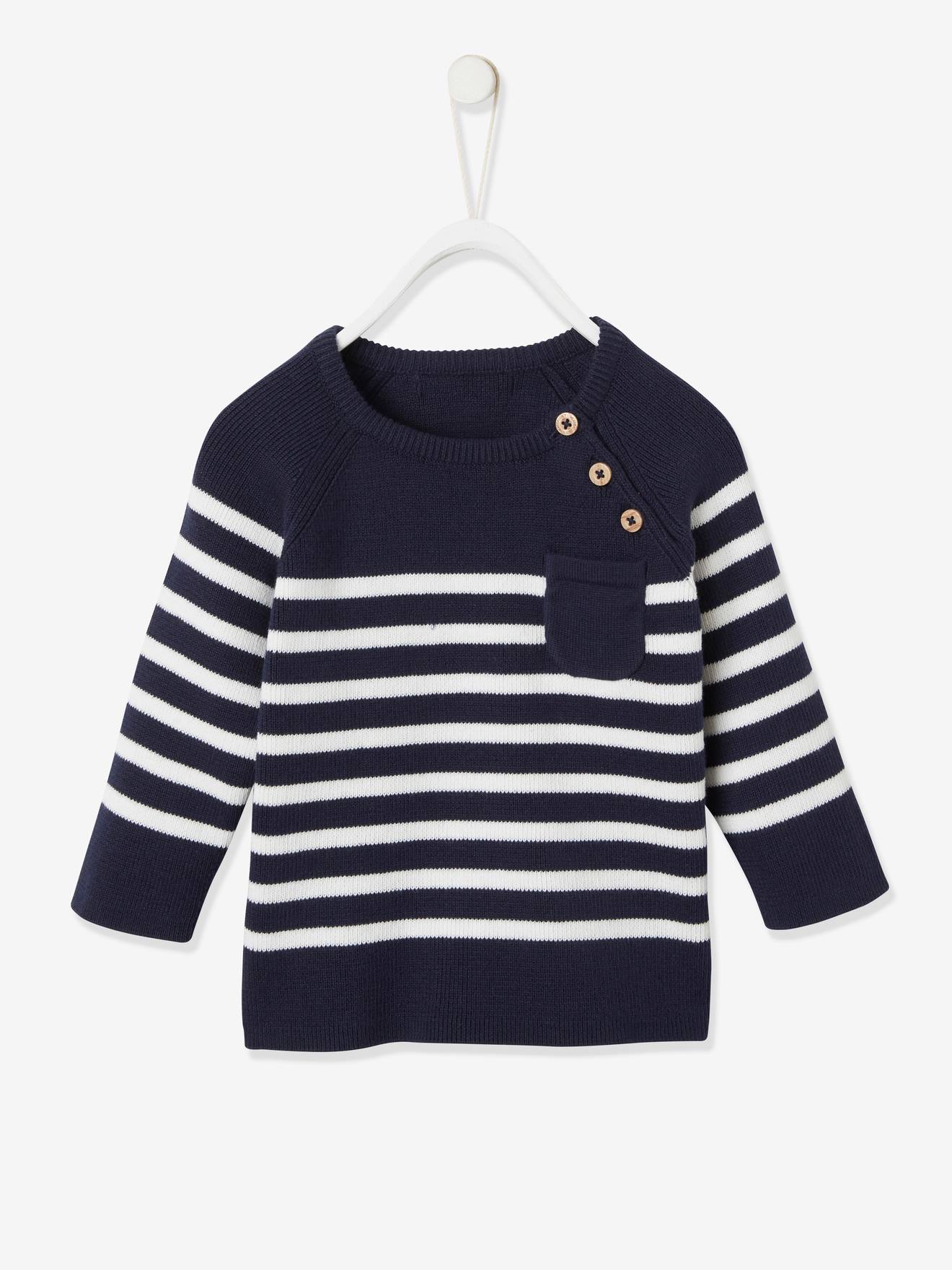 Suéter infantil listrado azul escuro estilo marinheiro