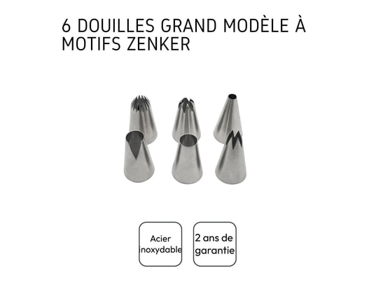 ZENKER - Lot de 6 douilles à pâtisserie en inox grand modèle smart pa...