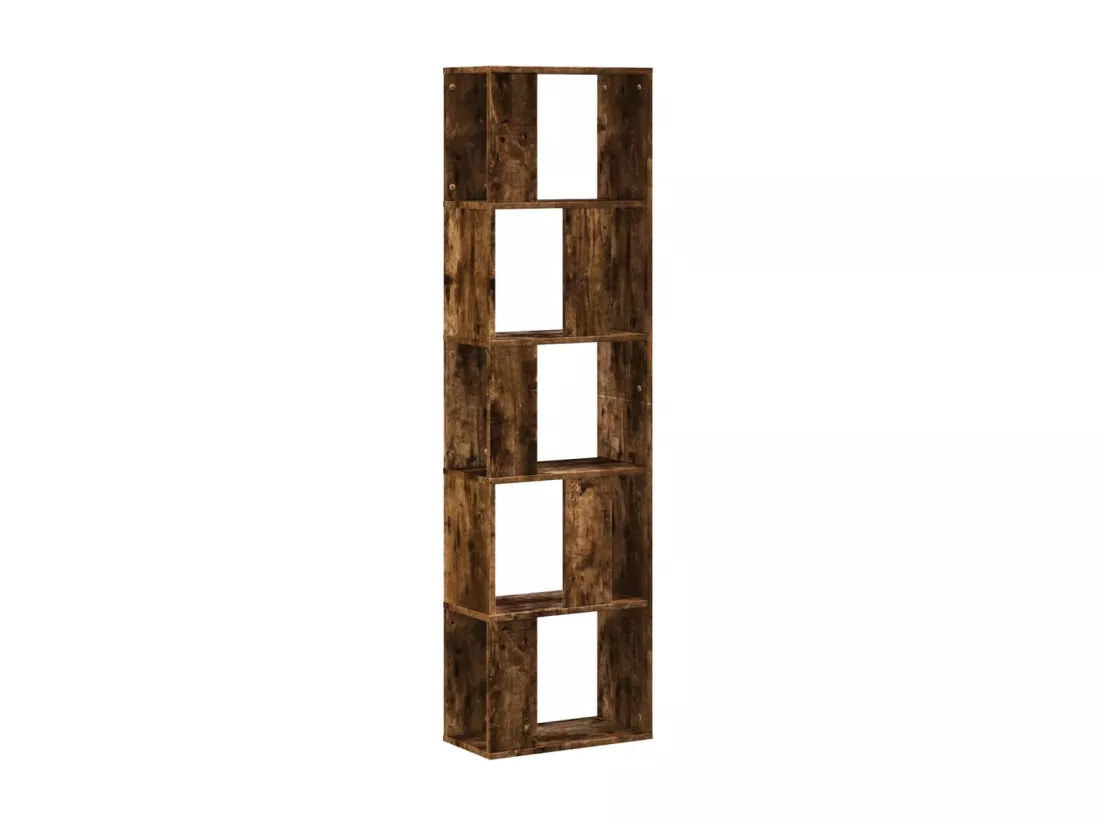 Bibliothèque 5 niveaux chêne fumé bois d'ingénierie