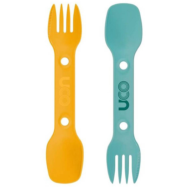Uco - Lot de 2 couverts 3 en 1 Spork Jaune / Bleu