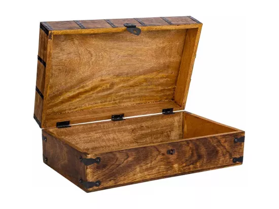 Coffre artisanal en bois marron 38x20x12h
