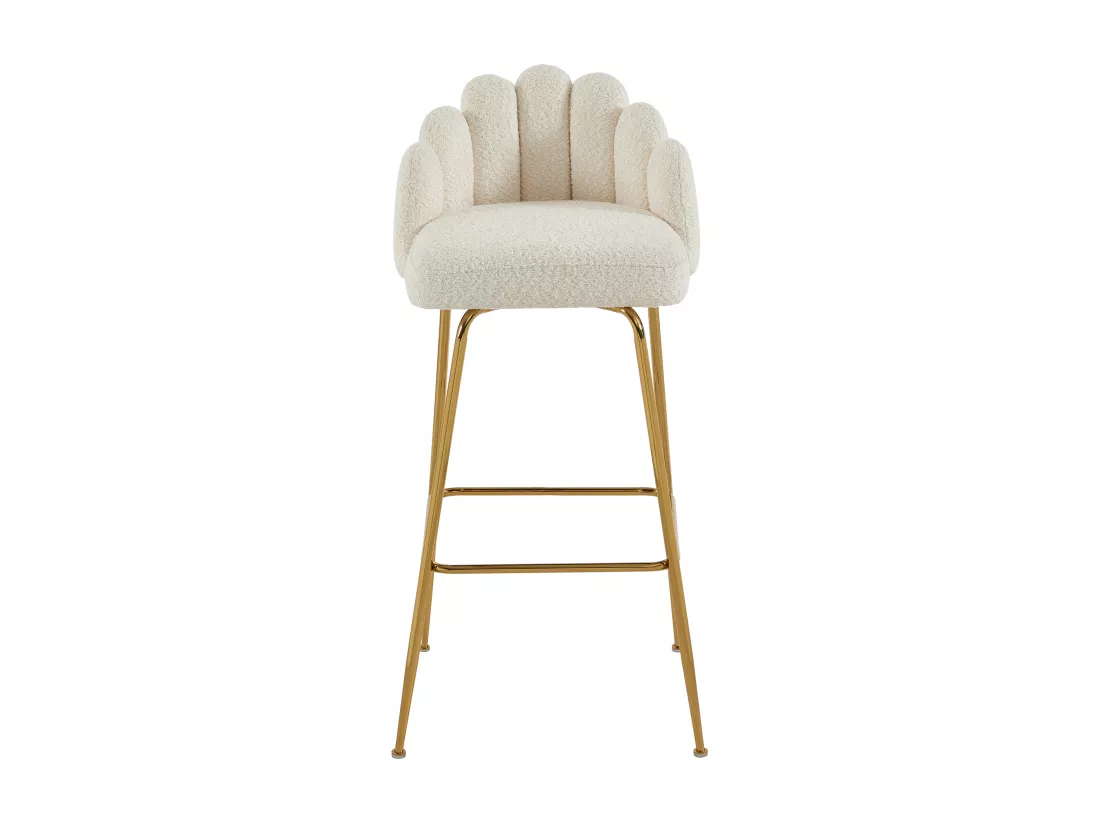 Lot de 2 tabourets de bar en tissu bouclette et métal doré - Crème - ALTINAM de Pascal MORABITO