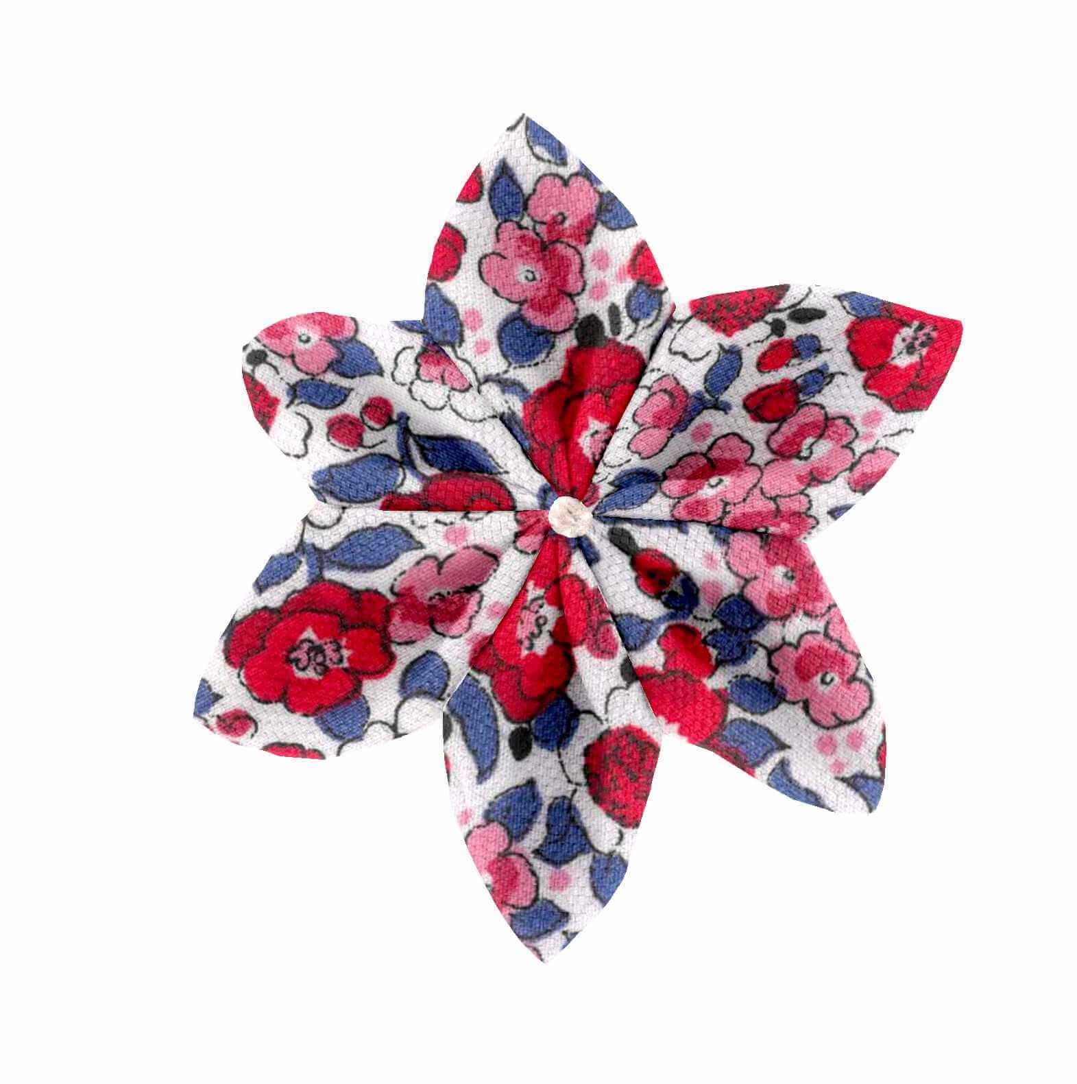 Barrette Fleur Étoile Rouge Corolle