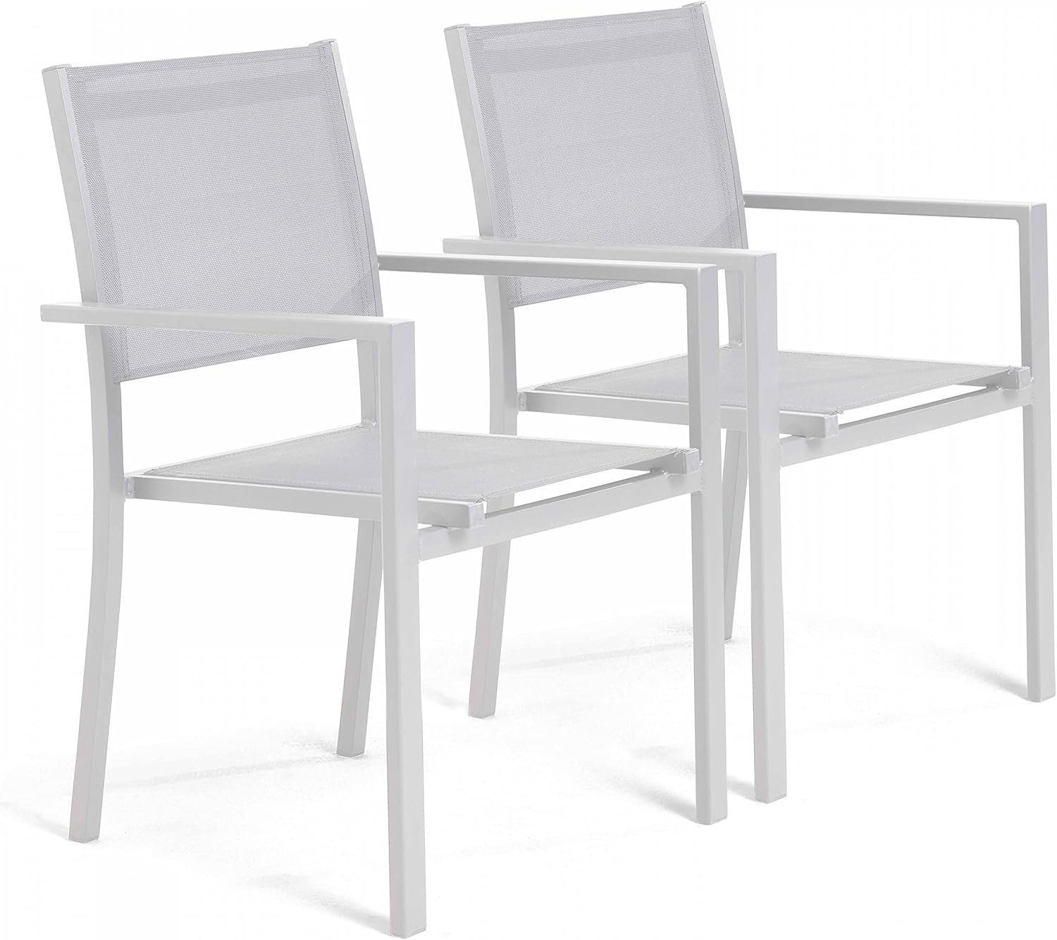Oviala Gartensessel, Aluminium und Textilene, Weiß, 2 Stück
