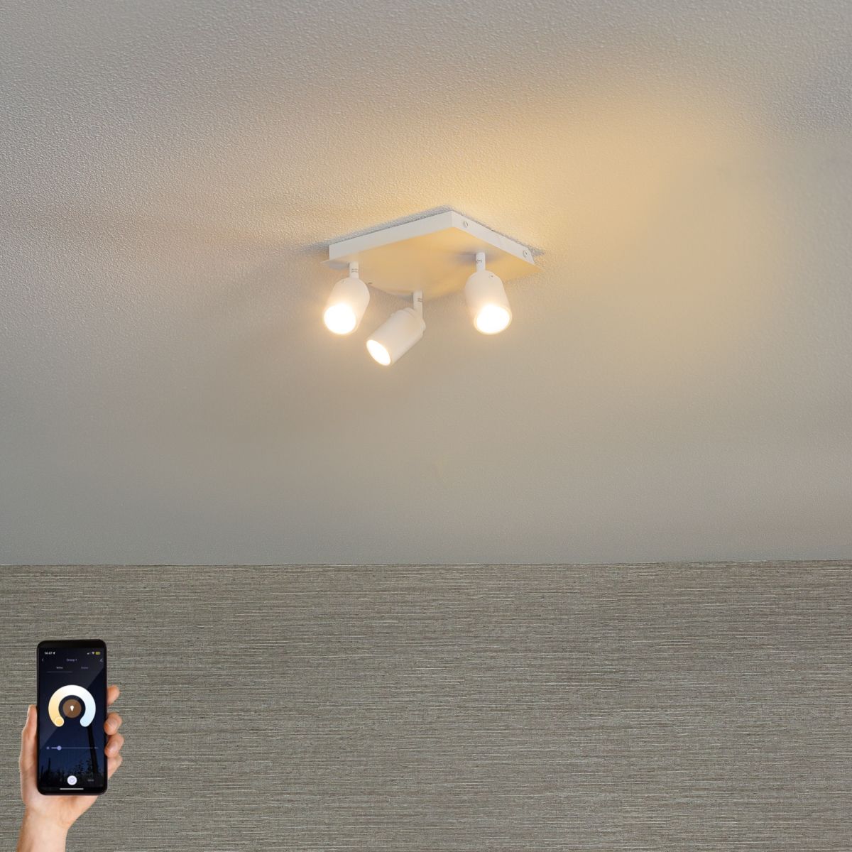 Smart badkamer spot wit vierkant 3-lichts IP44 incl. 3 Wifi GU10 50mm - Ducha