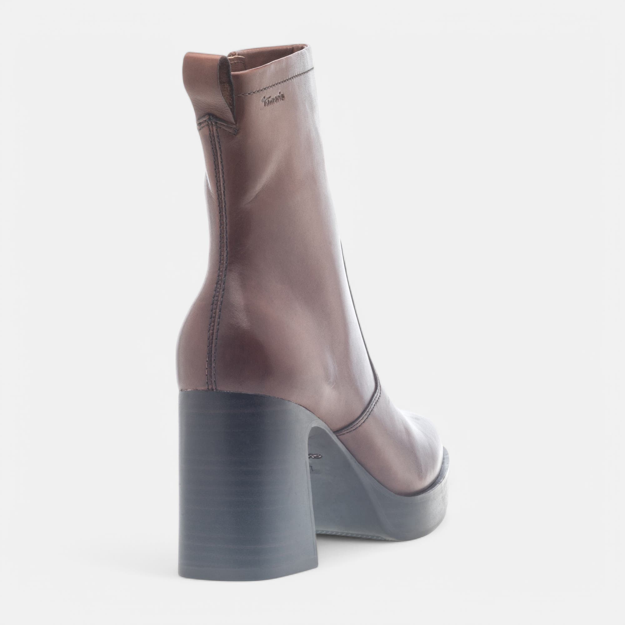 Bottines à talon Femme en cuir cognac