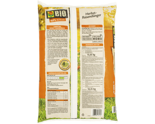 Herfstgazonmeststof COMPO BIO 10,05 kg / 200 m² organische meststof